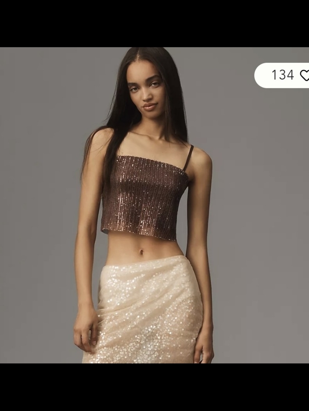 Walter Baker Bronze Sequin Cropped Cami Chellie Top